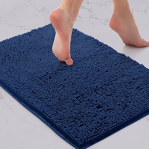 Blå baderomsmatte, luksuriøs baderomsmatte - ekstra myk plysj baderomsmatte, 1' blue