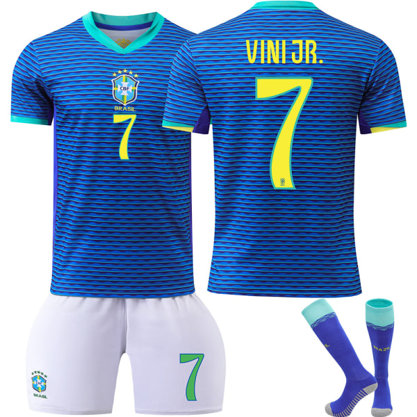 24-25 Brasilien borta fotbollströja nr 10 Neymar 7 Vinicius 9 Charlesson vuxen barn tröja set No number blank version XL