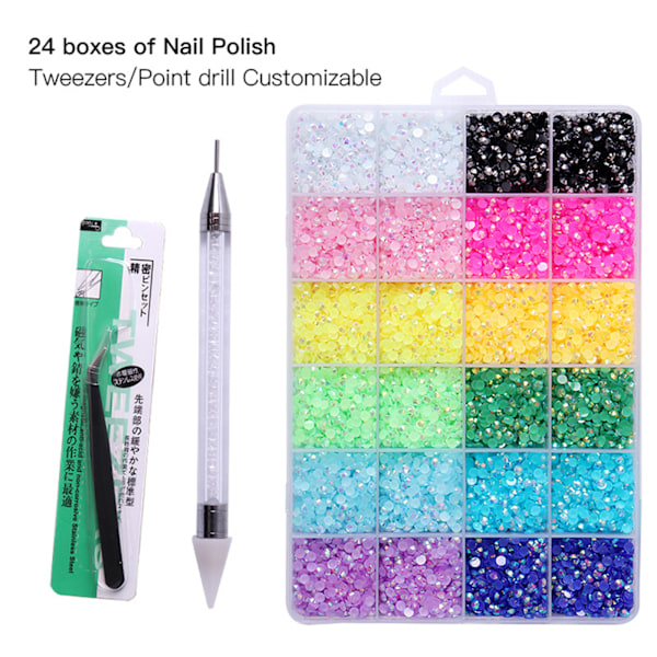 Harpiks Glitter 3D Rhinestones AB Flat Back Skinnende Stene Neglekunst Blandet Pakke Negle Ædelstene Krystal Strass Tilbehør 0.25 63