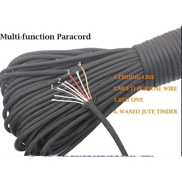 Professionel reb 31m X 4mm i modstandsdygtig nylon I Flere farver I Paracord 550 I Sort