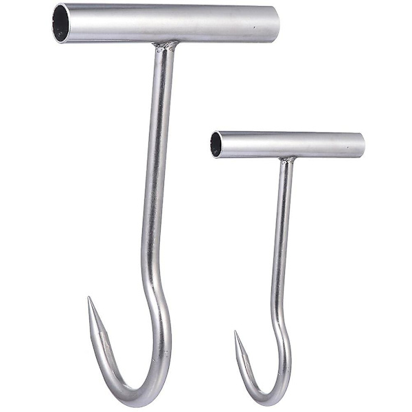 2 kpl Lihakoukut Ruostumaton Teräs T-Muotoiset Koukut Lihanjalostuskoukut Lihakauppiaille Hopea30X10cm Hopea Silver 30X10cm