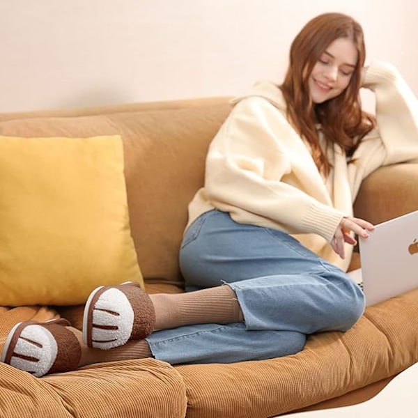 Söta Djurtofflor för Kvinnor Inomhus Utomhus Memory Foam Hustomtar Mjuka Varma Mysiga Luddiga Sovrum Halkfria Skor Julklapp dam