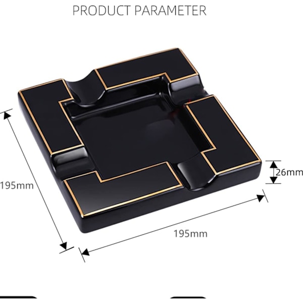 Stora askfat i keramik för cigaretter, askfat i svart keramik för cigarrer, askfat f