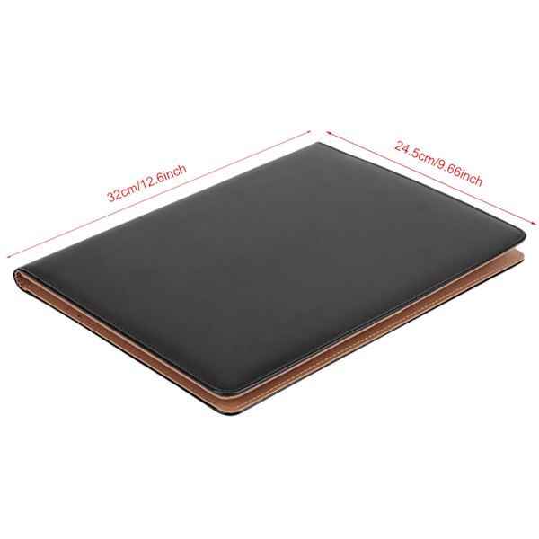 Multifunktionel A4 PU Business Dokument Konference Mappe Organizer Taske med Kortspor Sort