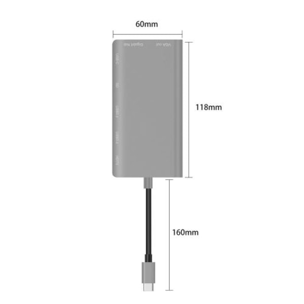 Usb-C Type-C 8-in-1 Usb 3.0 Hdmi 4K Vga Rj45 Sovitin Hub Sd Ca