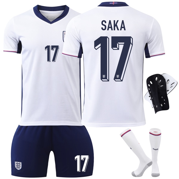 2024 EM England tröja nr 9 Kane 10 Bellingham 20 Foden fotbollströja set version Size 18 socks + protective gear XS