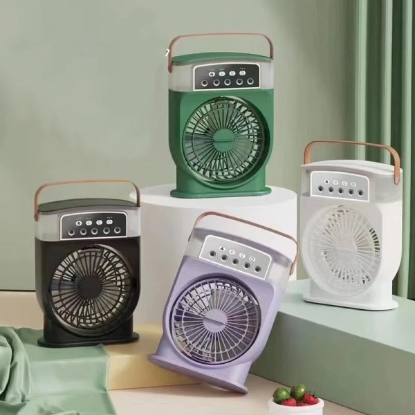 Mini køler, varmeapparat, luftfugter, ventilator, luftvandskøler, isventilator, bærbar indendørs Green