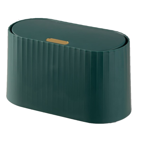 Mini Skrivbords Papperskorg med Lock, Liten Tryck Papperskorg, Söt Liten Bänkskiva Badrums Papperskorg - Grön