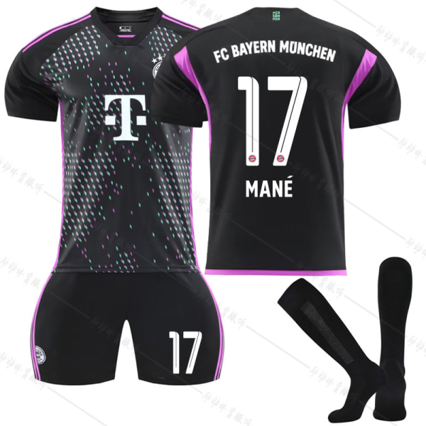 23-24 Bayern ude sort ny nr. 10 Sane 25 Muller 13 Choupo Moting fodbolduniform kort dragt trøje No. 13 with socks + protective gear #18