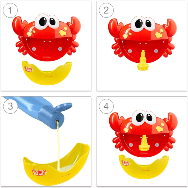 Krabbadukke med musik, badeleksagsskum, sæbebobler, fra 3 år, plastik, rød