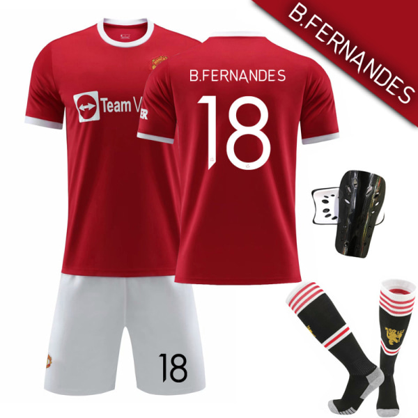 21-22 Champions League-version af Red Devils hjemmebane nr. 7 Ronaldo-trøje nr. 6 Pogba nr. 10 Rashford voksen dragt No. 10 with socks + protective gear S#