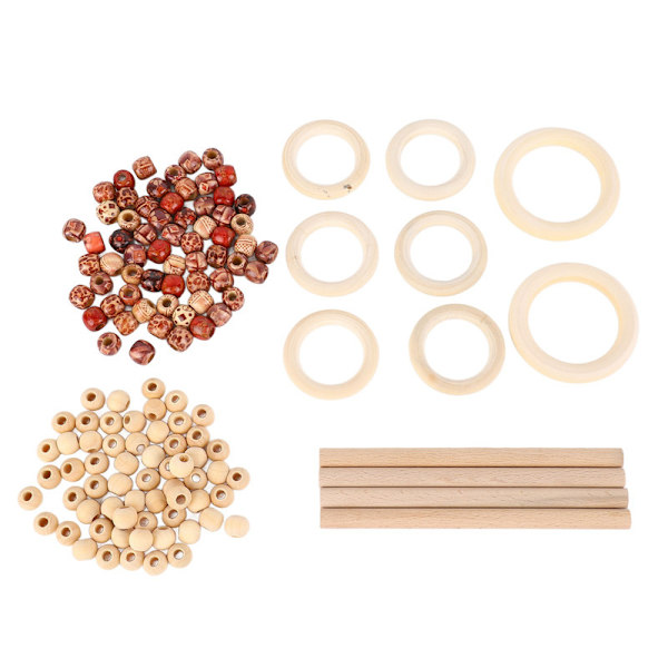 JFJC Macrame Kit til begyndere Bomulds Macrame Snor med Træperler Træringe Macrame Planteophæng Kit Macrame Tilbehør