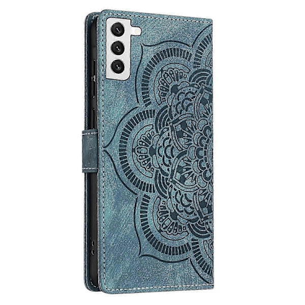 Frosted Læder Etui til Mandala Emed Retro Telefon Blå(FQ) For Samsung Galaxy S21 FE 5G Blue