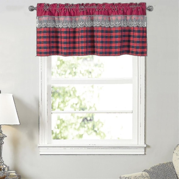 Køkken Gardiner Dekoration Vindue Gardin Luksus Cafe Valance Topper Draperier Vinrød 130cmx41cm