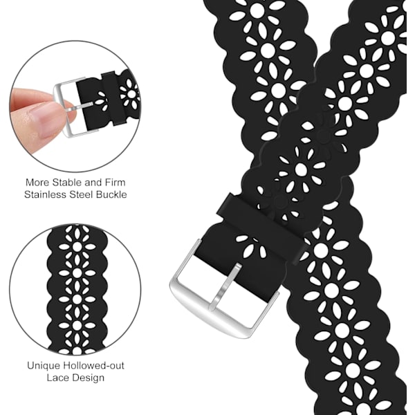 Silikoniranneke pitsillä, yhteensopiva Apple Watch -rannekkeen kanssa 38 mm 40 mm