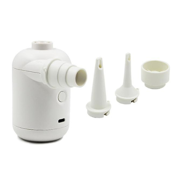 Valkoinen - Sähköinen ilmapumppu, Mini kannettava USB-sähköinen ilmapumppu, Leirintäpuhallus ja nopea tyhjennys, 4 täyttösuutinta, Sopii patjoille /