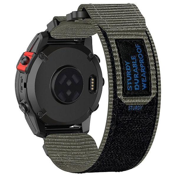 Nylonarmband med självhäftande remsa för Garmin Fenix 7X/7X Pro/Instinct 2X/QuickFit 26mm - Grå Grey Garmin Fenix 7X