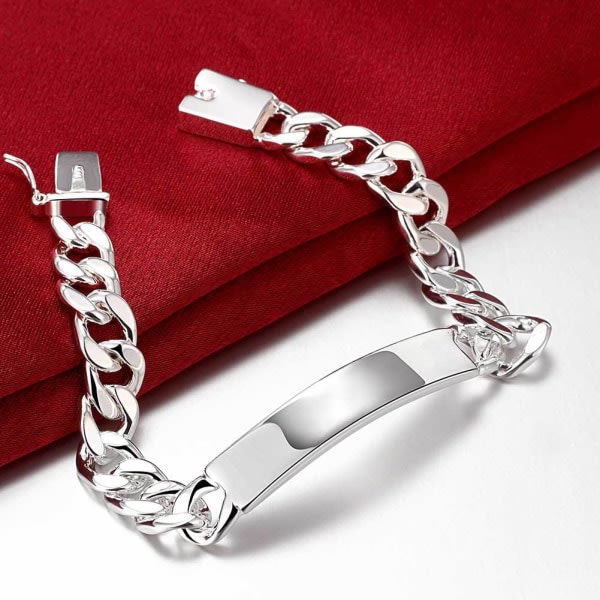 Armband för män i rostfritt stål med silverplåt