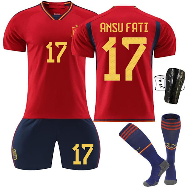 22-23 Spanien hjemme rød nr. 9 Gavi 7 Morata 10 Pedri 17 Fati VM fodboldsæt 2223 Spain's No. 10 Asensio #XL