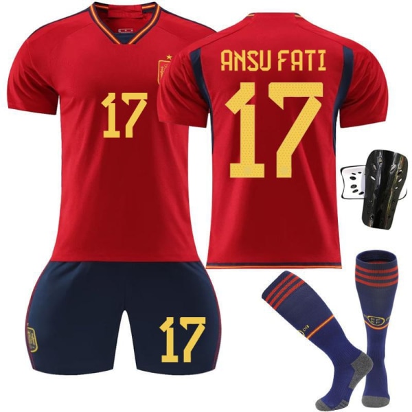 22-23 Spanien hjemme rød nr. 9 Gavi 7 Morata 10 Pedri 17 Fati VM fodboldsæt Asensio No. 10 with socks #2XL