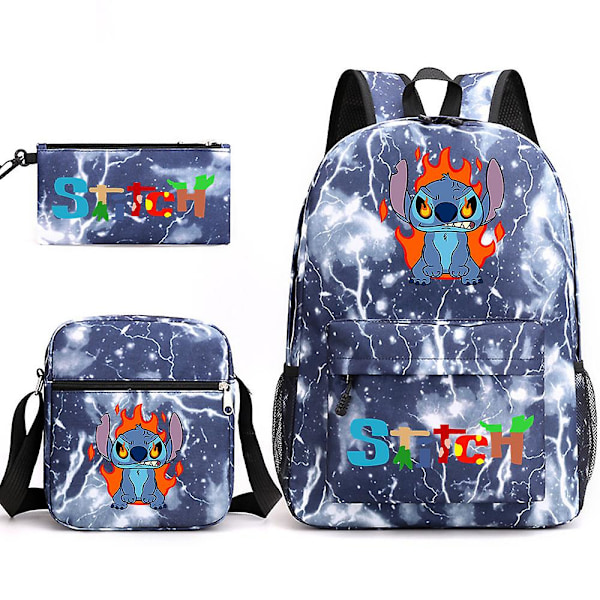 Lilo Stitch Printed Backpack Casual Student School Bag Three Step Set 11