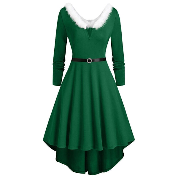 Fru Jultomte Julklänning Juldräkt Kvinna Huva Green