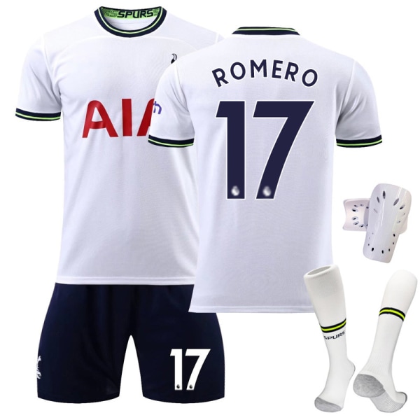22-23 Tottenham Hotspur hjemmebane nr. 10 Kane trøje fodbolduniform sportsdragt Richarlison nr. 17 Romero No. 17 with socks + protective gear #XL