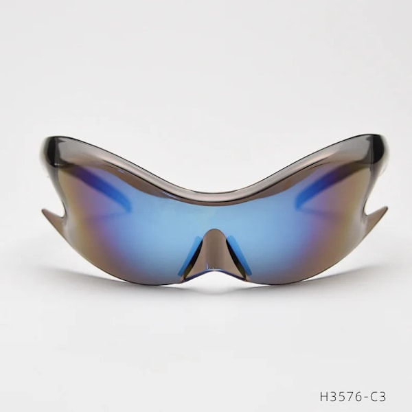 2024 Överdimensionerade solglasögon för kvinnor Mode UV400 En bit Polygon  Solglasögon för kvinnor Punk Goggle mansolglasögon C2 picture