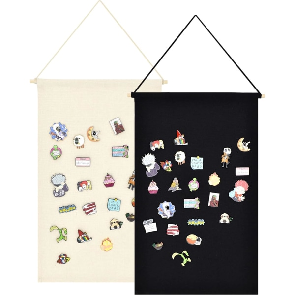 ginging Brosch Smyckeskrin Canvas Display Stativ Emallj Pin Display Banner Hållare Örhängen Halsband Glitter Pin Samling Organizer ( Rectangle Black+White