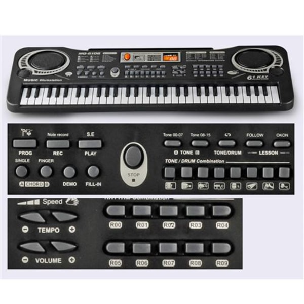 Barnas 61-tasters elektronisk orgel med mikrofon elektrisk pia