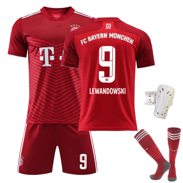 21-22 Bayern röd hemma nr 9 Lewandowski tröja set nr 25 Muller nr 10 Sane fotbollsdräkt Bayern home number 9 S#