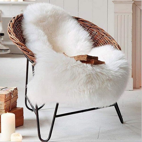 Mjuk Konstgjord Pälsmatta Vit Fårskinn Stolsöverdrag Sittdyna Shaggy Matta för Sovrum Soffa Vardagsrum Golv (2 x 3 fot (60 x 90 cm) Vit)