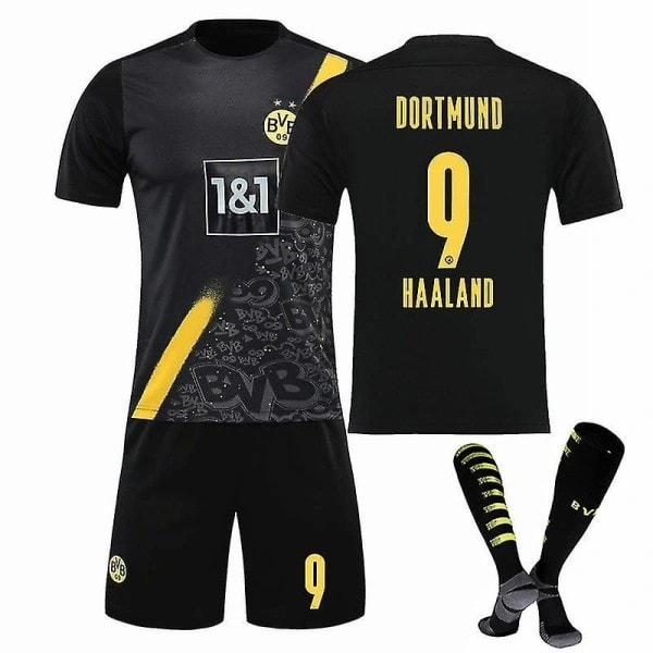 Tickos barnfotbollsutrustning fotbollströja T-shirt T-shirt-dräkt 21/22 - Haaland Dortmund C / K Haaland Dortmund borta Haaland Dortmund Away 28 (150-160cm)
