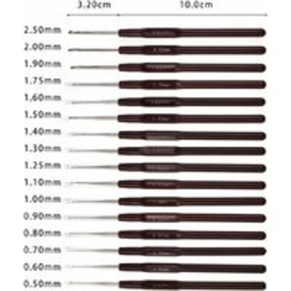 Katech 16 Storlekar Spetsvirkningsnålar, 0,5mm-2,5mm Ergonomiska Mjuka Grepp Aluminium Virkningsnål Set, Lättvikts Virkningsnålar för Artrit Händer