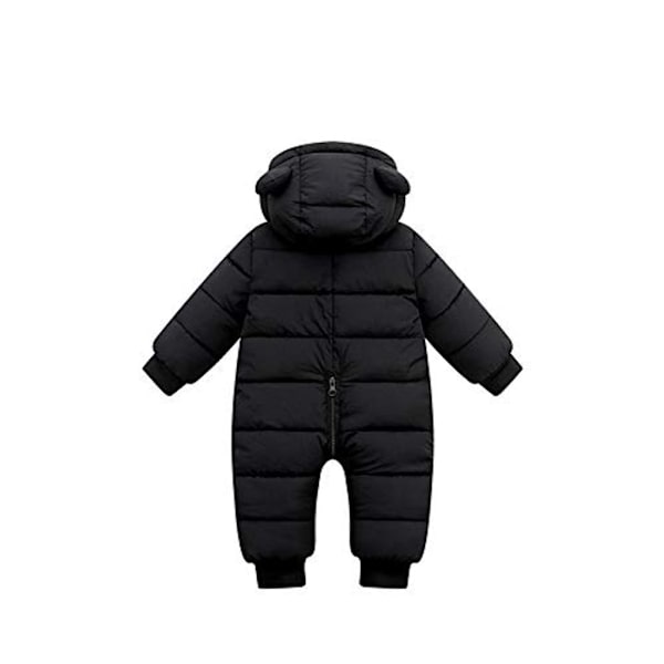 Baby Vinteroverall med Huva, Snöoverall Pojkar Flickor Långärmad Overall Varma Kläder Present (Svart, 90cm)