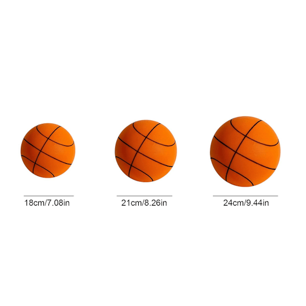 Stille basketball, indendørs træningsbold til børn, ubelagt skumbold med høj densitet 18 cm 18 cm Orange