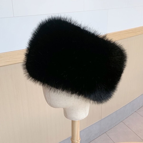 Faux pels hat russisk hat SORT black