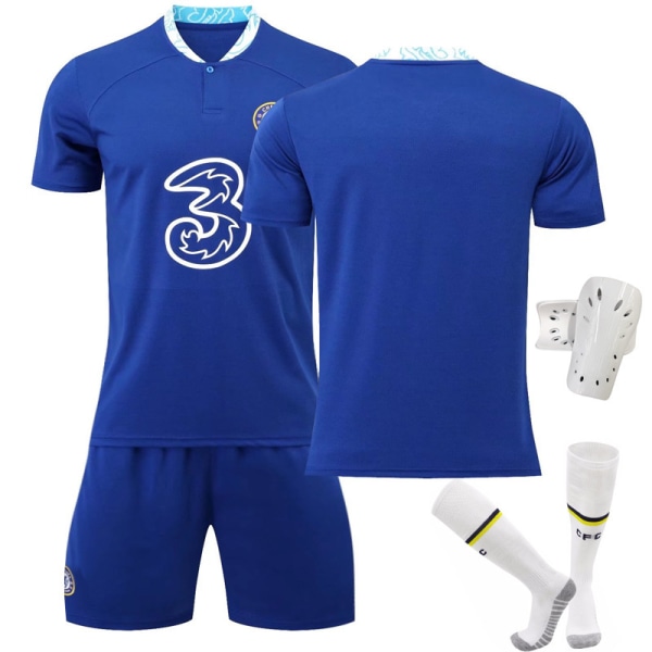 Chelsea 22-23 hjemmebane nr. 10 Pulisic trøje 9 Lukaku 19 Mount Werner fodbolduniform No size socks + protective gear #28