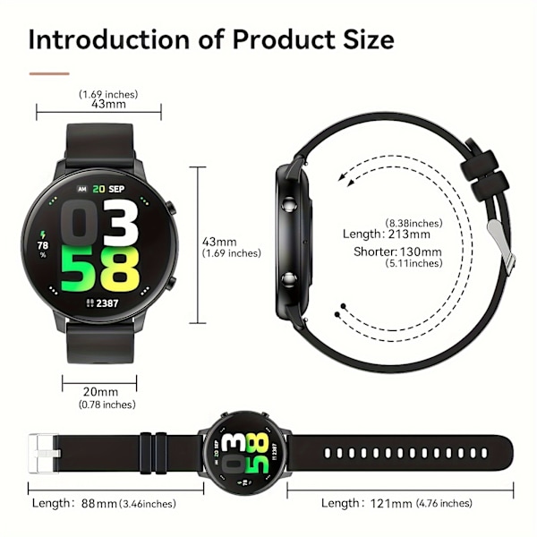 Älykello Fitness Tracker Android- ja iOS-puhelimille, Urheiluun Juoksu Digitaalikello