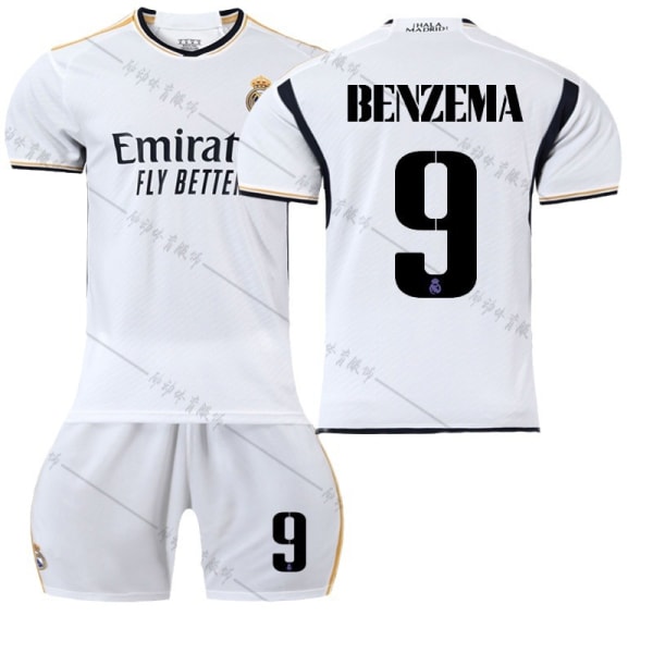 23-24 Ny Real Madrid Hjemmefodboldtrøjesæt Nr. 20 Vinicius 10 Modric 9 Benzema Trøje No. 11 with socks + protective gear #26