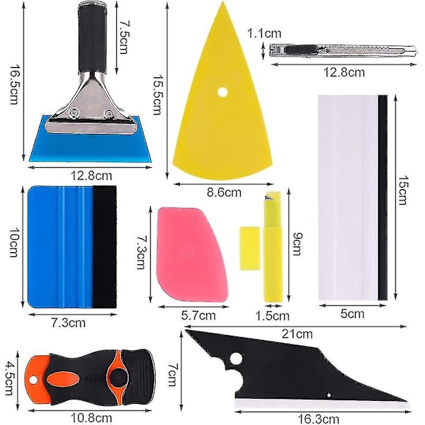 Vinduetoneværktøjssæt, 9 stk. bilvinylfolieindpakning beskyttende folieinstallationsværktøjer inklusive vindueskraber, skraber og klinge 1 sæt