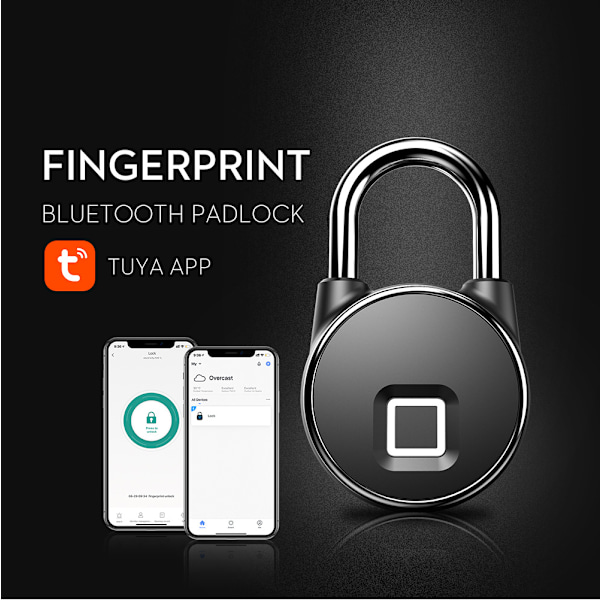 Starlight Fingeravtryckslås Nyckellöst Vattentätt Bluetooth Smart Padlock,