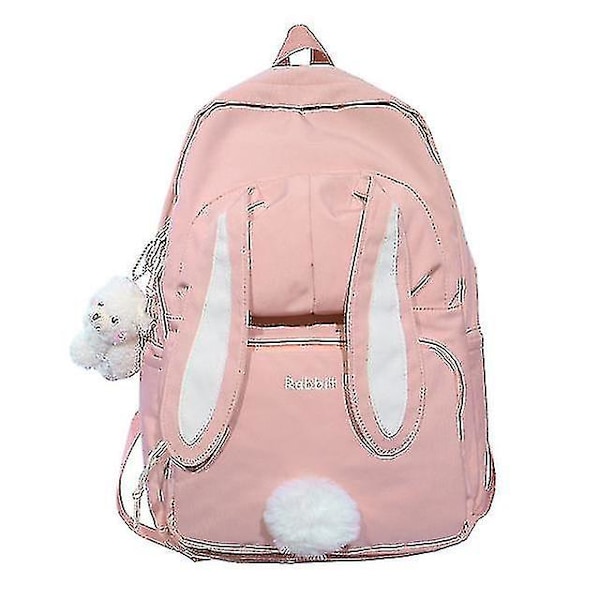 Sød Kanin Ung Pige Skoletaske Kvinde Stor Kapacitet Kawaii Rygsæk Mochila Pink Dame Taske Nylon Tegneserie Skoletaske Uden Bjørne Dukke No bear doll pink
