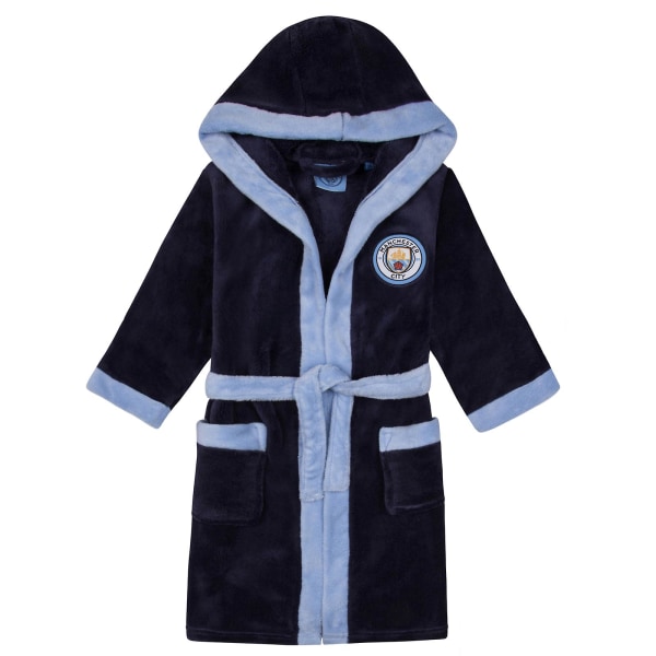 Manchester City Boys Dressing Gown Dressing Gown Hooded Fleece Kids OFFICIAL Football