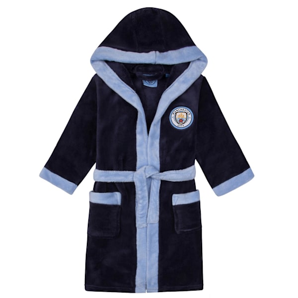 Manchester City Drenge Morgenkåbe Morgenkåbe Hætte Fleece Børn OFFICIAL Fodbold
