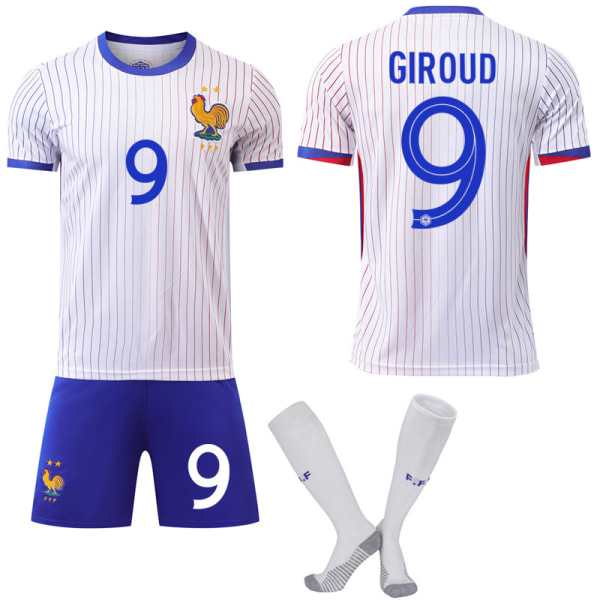 Europeiska cuptröja 2024 Frankrike borta nr 10 Mbappe 9 Giroud 11 Dembele fotbollströja set No. 11 with socks #20