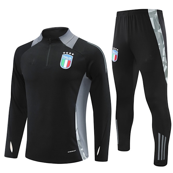 2425 Nyt fodboldtræningssæt halv lynlås efterårs- og vinterdragt voksen børn Italien / sort Italien / sort QD Italien / sort - Perfet Italien/Sort Italy/Black 12