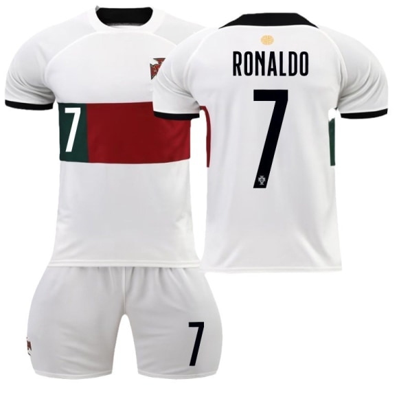 2022 VM landshold Portugal ude hvid nr. 7 Ronaldo fodbolduniform dragt kortærmet træningstøj No number socks #S
