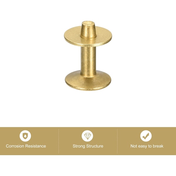 10 Set Brassnit och Burr, 9x3.3x14mm Massiva Läder Brassnit Fästen för Läder DIY Hantverk Tillbehör, Guldton