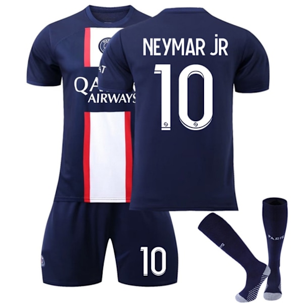 Paris 22/23 Neymar Jr Fodboldtrøje T-shirts Shorts Sæt til Børn Blå/Hvid Blue/White 28（12-13Years）